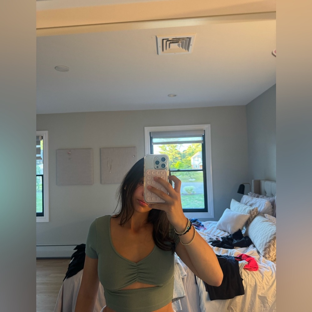 Sage Green Ruched Top
